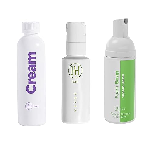 Hush Anesthetic Paquete de sesión con crema 4oz. Crema de 4 oz, spray de 4 oz, jabón de espuma Paquete de cuidado posterior del tatuaje para la