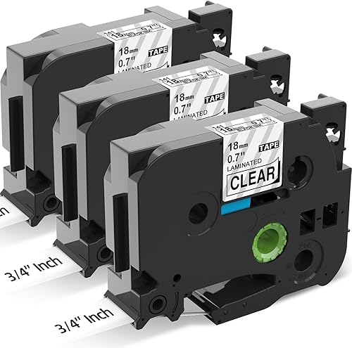 Label KINGDOM Cinta Tz de 0.709 in 0.7 laminado transparente de repuesto para Brother TZe-141 TZe141 Negro sobre transparente 34 pulgadas compatible