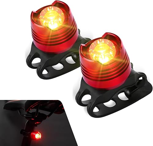2 luces traseras de bicicleta, luces LED con correa, luces LED para micro bicicleta, espejo con gemas resaltadas, luz trasera de bicicleta para