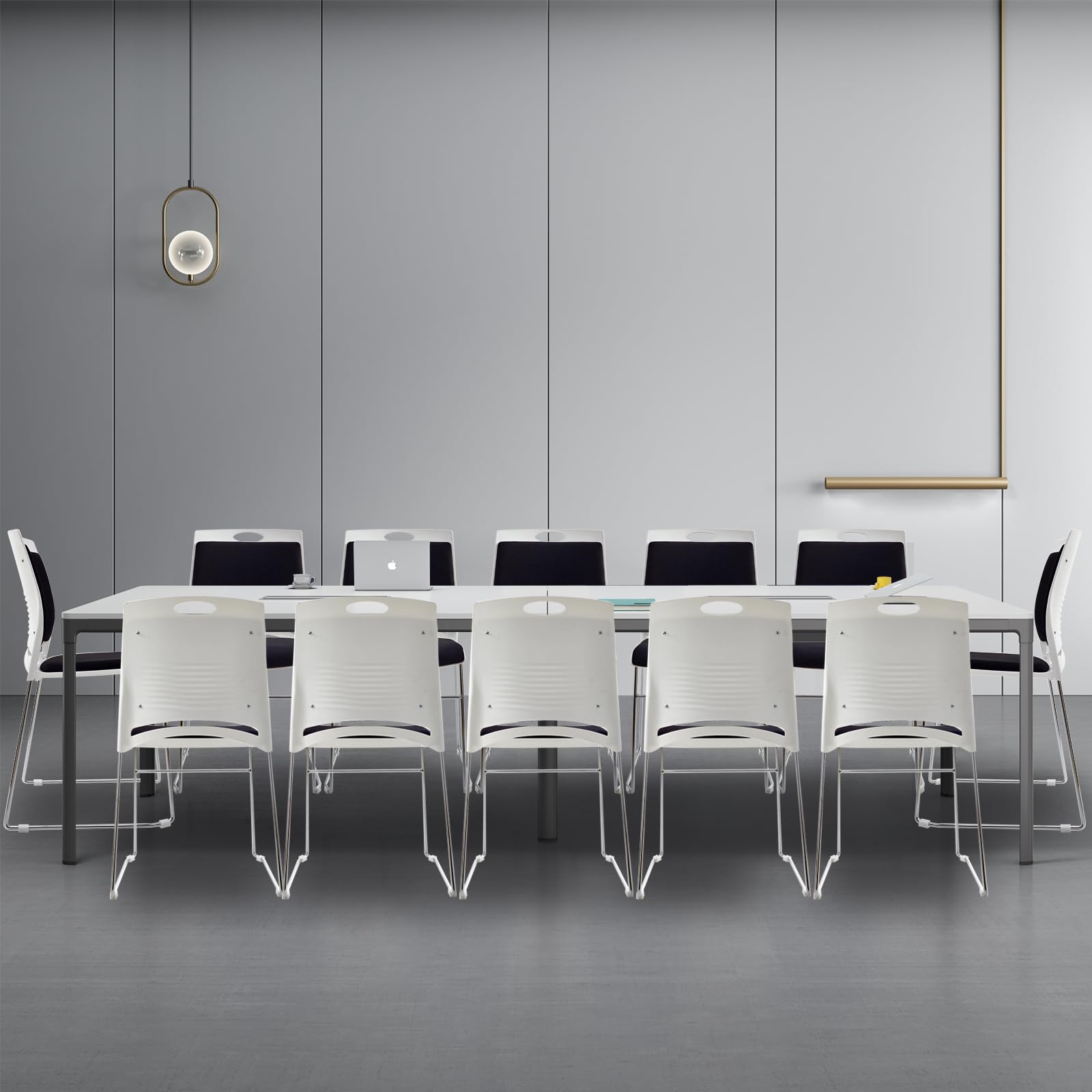 REMURITA Stacking Chairs Set of 12 Black Stackable Home Office Guest Chair Set with Padded Seat and Back,Lobby Chairs Waiting Room Reception Chair for