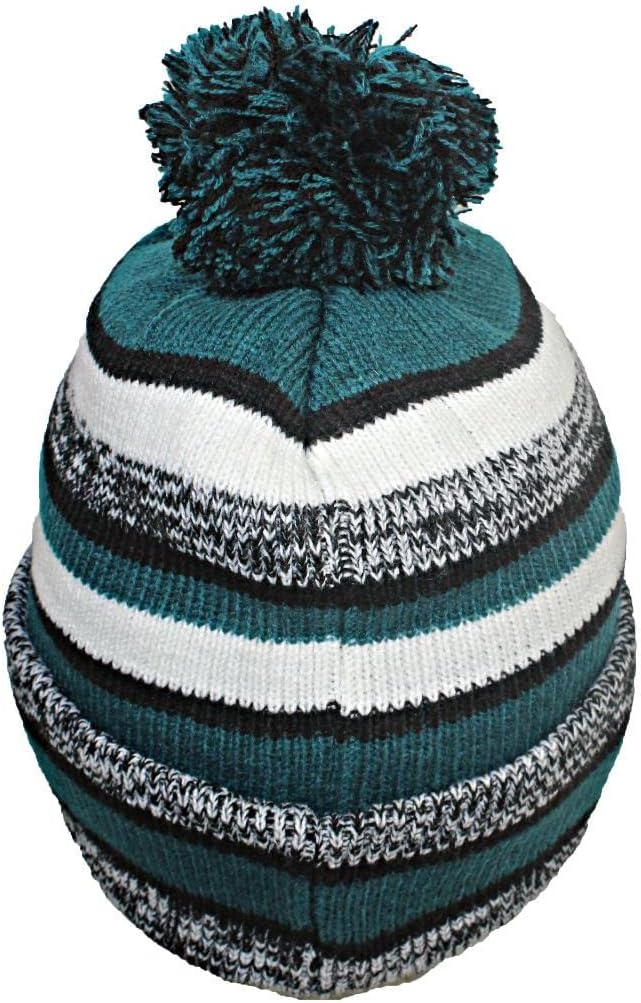 Quality Striped Variegated Cuffed Beanie W/Large Pom (L/XL) - Image 3