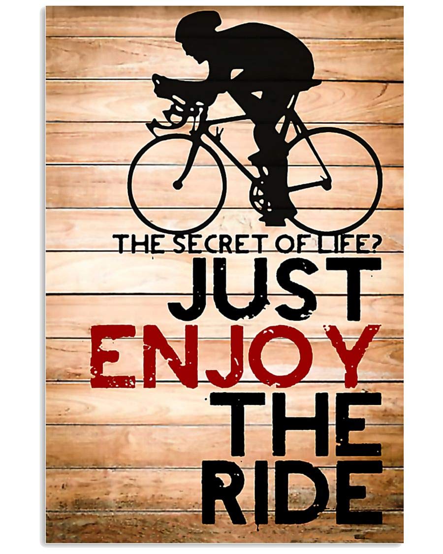 FJQWKLF Cyclists Metal Sign Vintage Cycling Club Decor Just Enjoy The Ride Tin Poster Home Outdoor Room Wall Decoration Plaque 12x16 Inches
