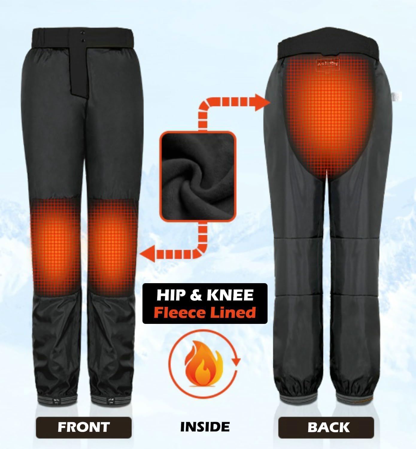 Pioneer Camp Mens Snow Ski Pants Waterproof Insulated Fleece Lined Snowboard Hiking Outdoor Zipper Bottom Leg With Suspenders - Image 4