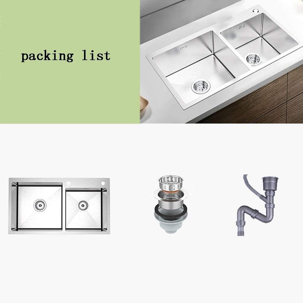 Double Tank Home Sink Stainless Steel Large Capacity Sink Bar Wash Cup Container Easy to Clean Gift