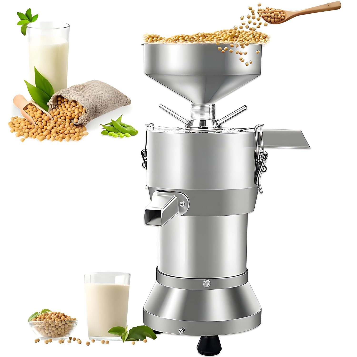 GLBMXDD Automatic Nut Milk Maker, 25KG/H Automatic Stainless Steel Soybean Milk Maker Machine with Slag Separation, for Restaurant Canteen Soymilk, Nut Milk
