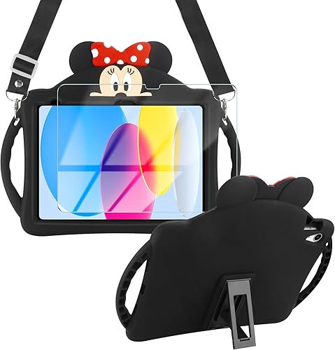 WESADN Funda para iPad de 10 generación 2022 de 10.9 pulgadas con protector de pantalla y correa de hombro con función atril para niños y niñas,