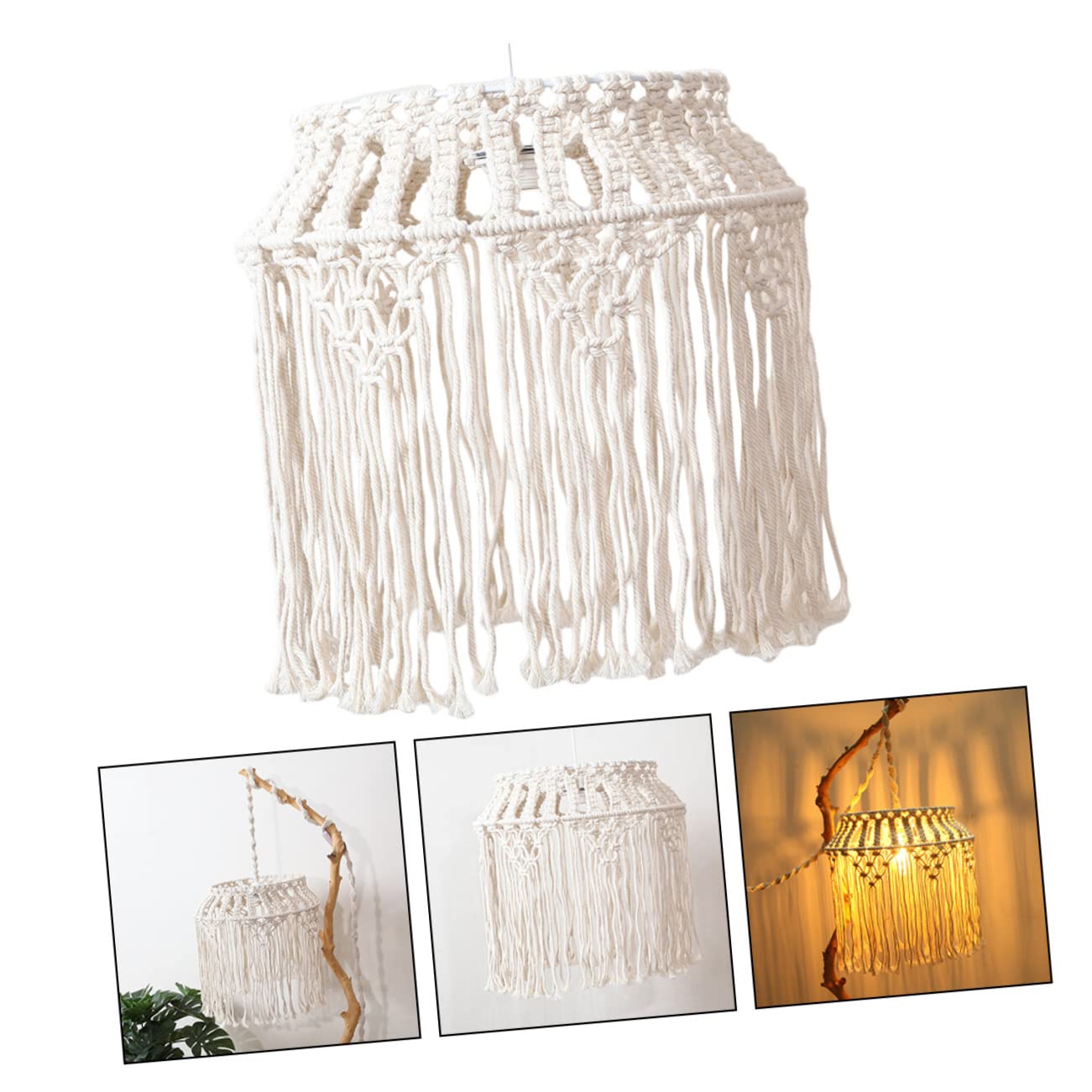 BESTonZON Lampion Wiszący z Plecionej Liny Do Oświetlenia Sufitowego Elegancki Klosz Do Lampy Podłogowej i Żyrandola Tworzy Ciepłą Atmosferę