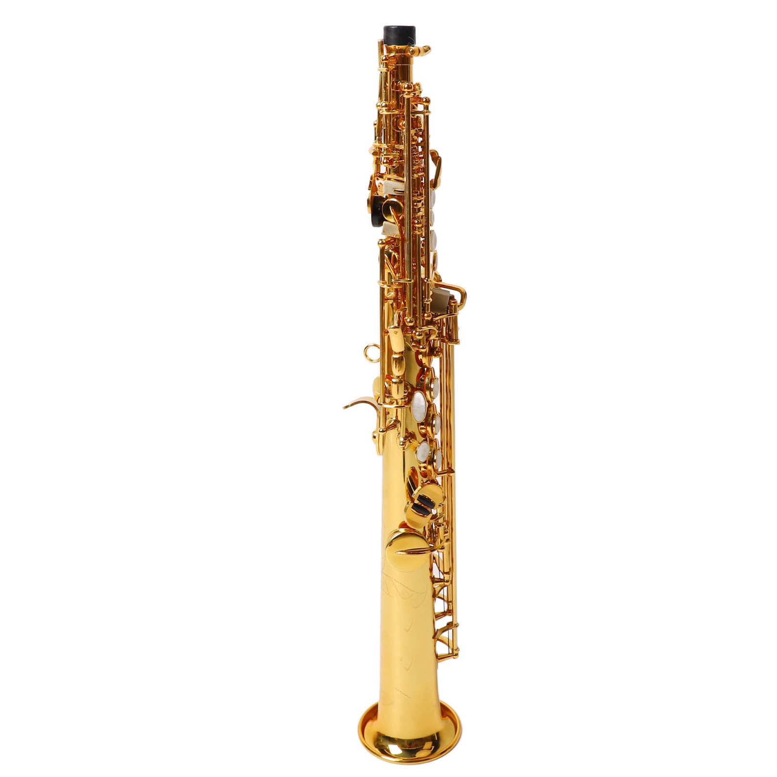 Generic Saxo Soprano, Exquisito BB BB Professional Sax Brass Talling con Herramientas de Limpieza para Ejercicio (GOLD)