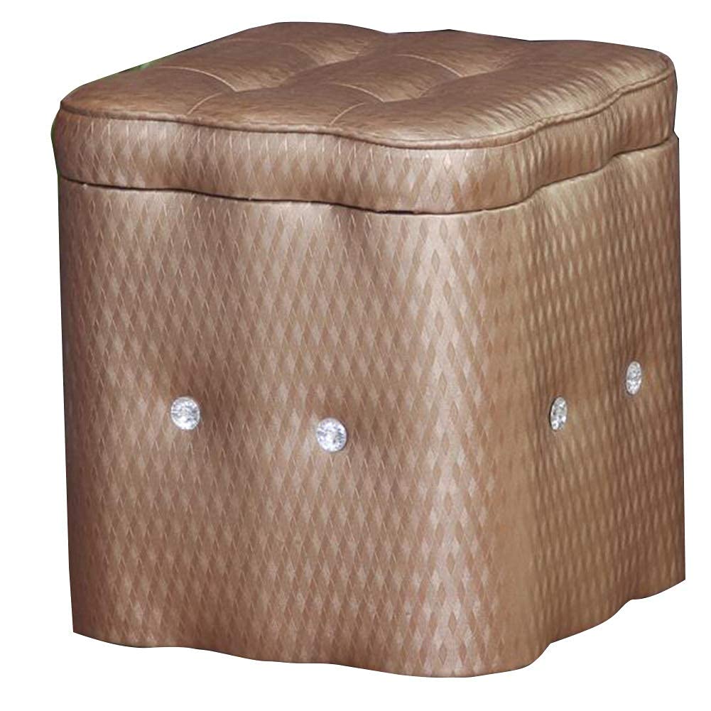 Pouf coffre marron carré 40x40 cm rangement simili cuir