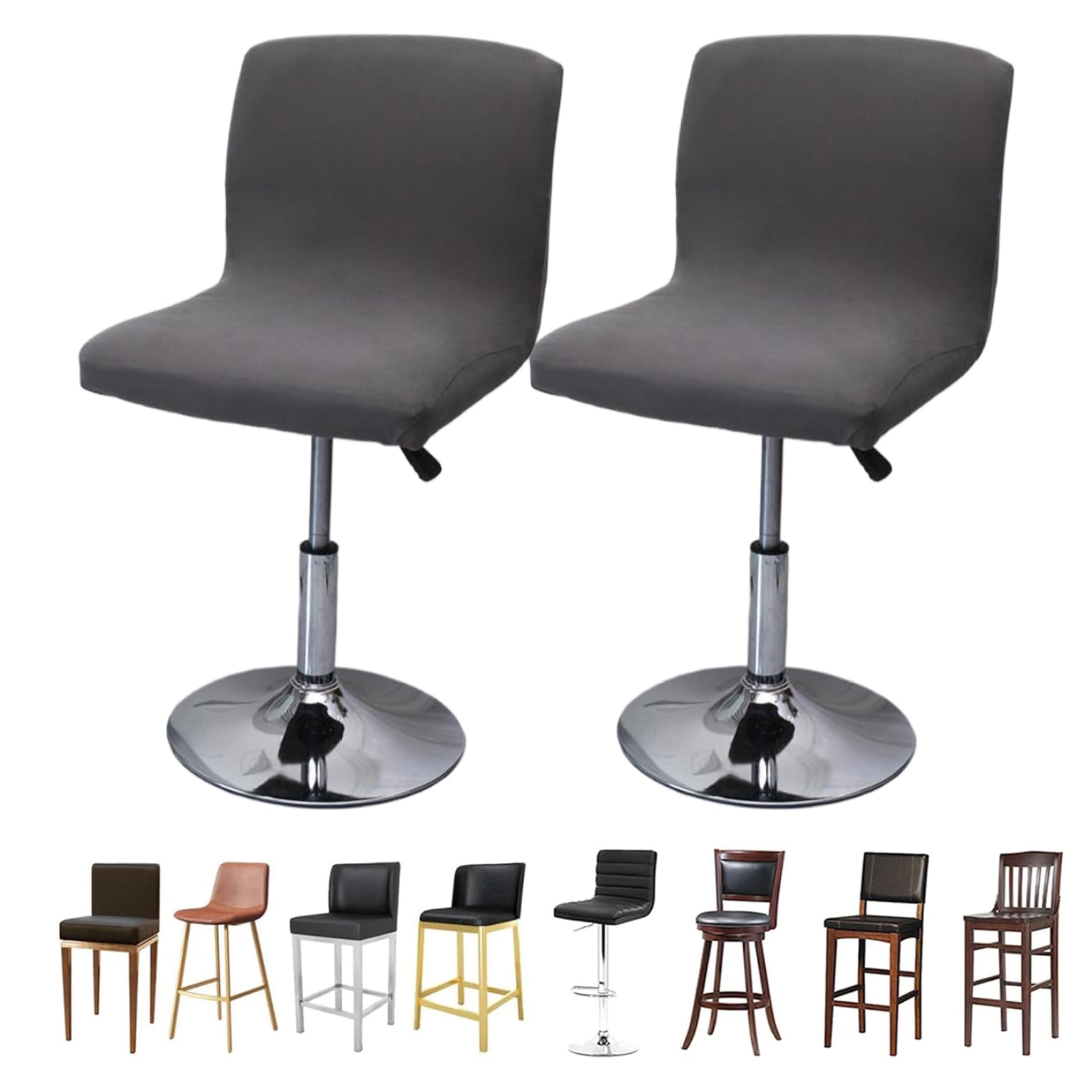 Vervevum 2PCS Barstool Covers Slipcovers 15x18.9'' Full Protective Bar Stool Chair Covers Easy to Clean & Maintain Elastic Bar Stool Chair for Stools or Office Chairs