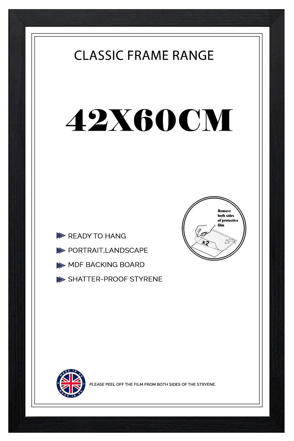 Modern Finish Poster Frame (60 x 42 CM) Jigsaw,Wall Art Print | 600 x 420 mm Decor for Home & Office | Vertical/Horizontal Mdf Wood Hd Front 24X16 Inch [ Black ]