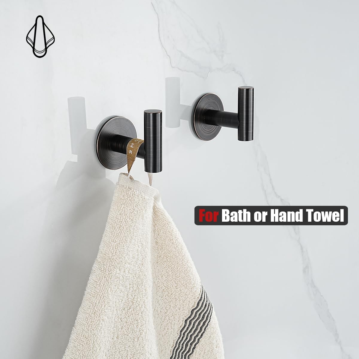 JQK ATH110-ORB-P4 - Ganchos Autoadhesivos para Colgar Toallas, Colgadores Adhesivos Resistentes para Pared, sin Taladro, para Baño, Cocina, Garaje, Paquete de 4, Acero Inoxidable 304, Bronce Aceitado