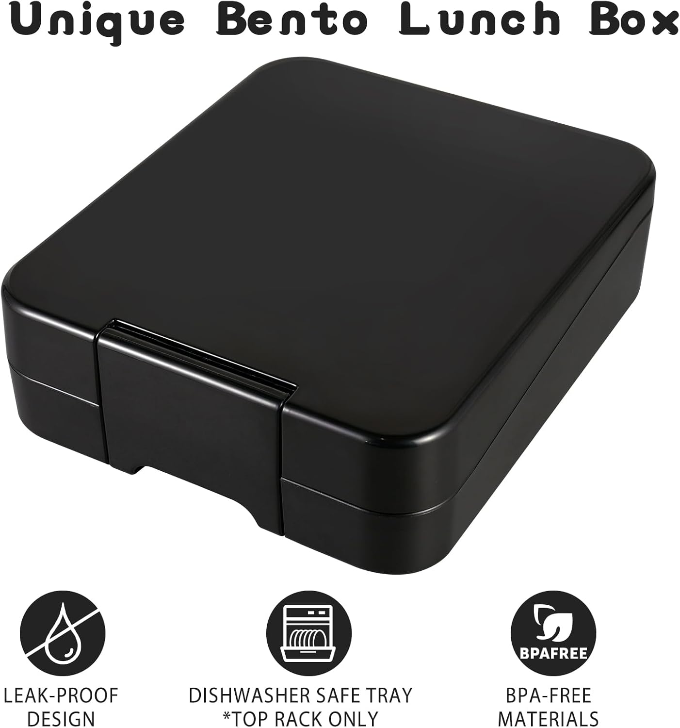 Bento Lunch Box Set for Kids with 10oz Soup Thermo, Leak-Proof Lunch Containers with 4 Compartment, Kids Thermo Hot Food Jar and Insulated Lunch Bag for Kid to School,BPA-Free(Black) - Image 3