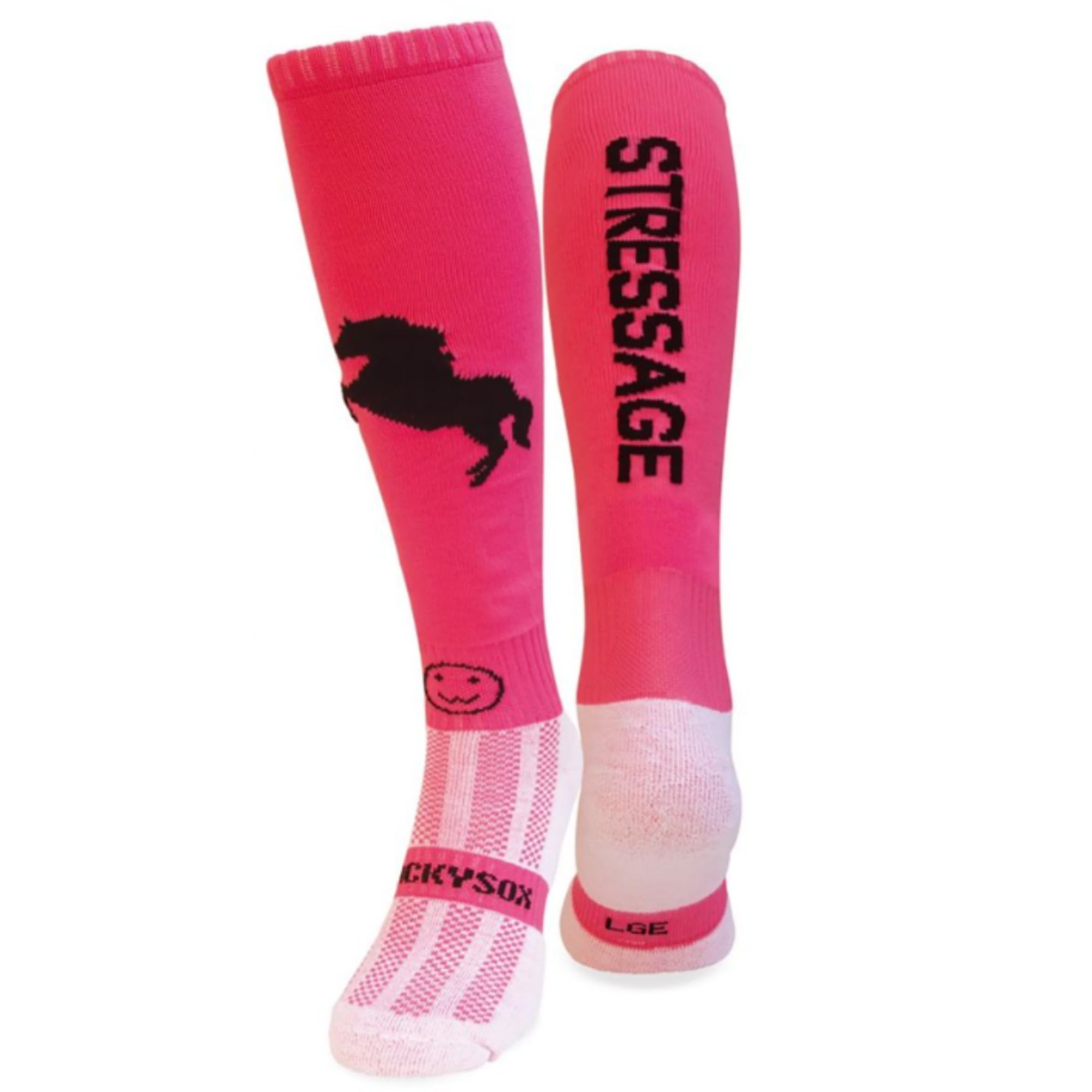 WackySox Raspberry Horse Knee Length Sports Socks, Equestrian Socks, Horse Riding Socks