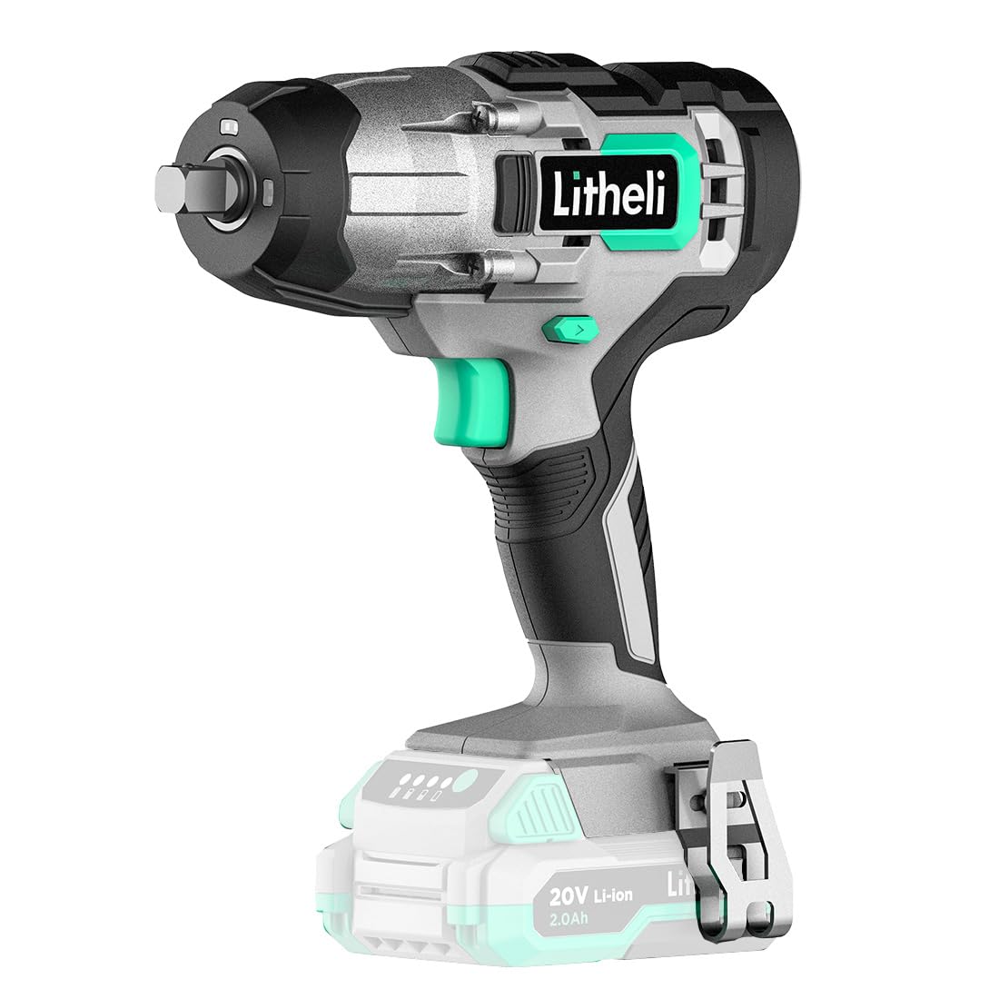 LiTHELi 20V Cordless Impact Wrench 1/2 inch, Max 320 ft-lbs (433N.m) &amp; 3200 RPM, High Torque Bare Tool for Car Tires, Auto Repair &amp; Home DIY, Compatible 20V Battery (Tool Only)
