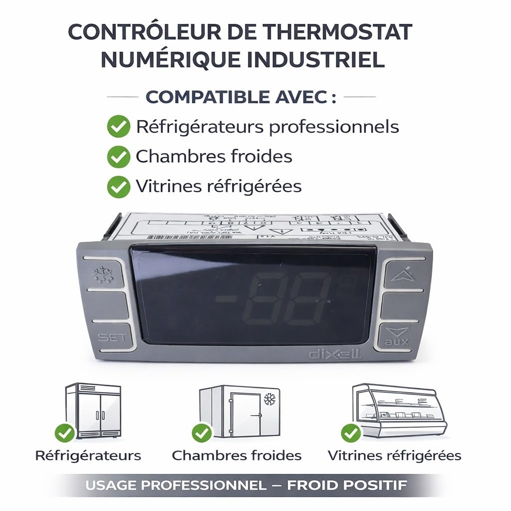 Termostato digitale XR02CX-5N0C1 230V regolatore temperatura per refrigerazione 0/+60°C compatibile Dixell XR02CX - Senza sonda