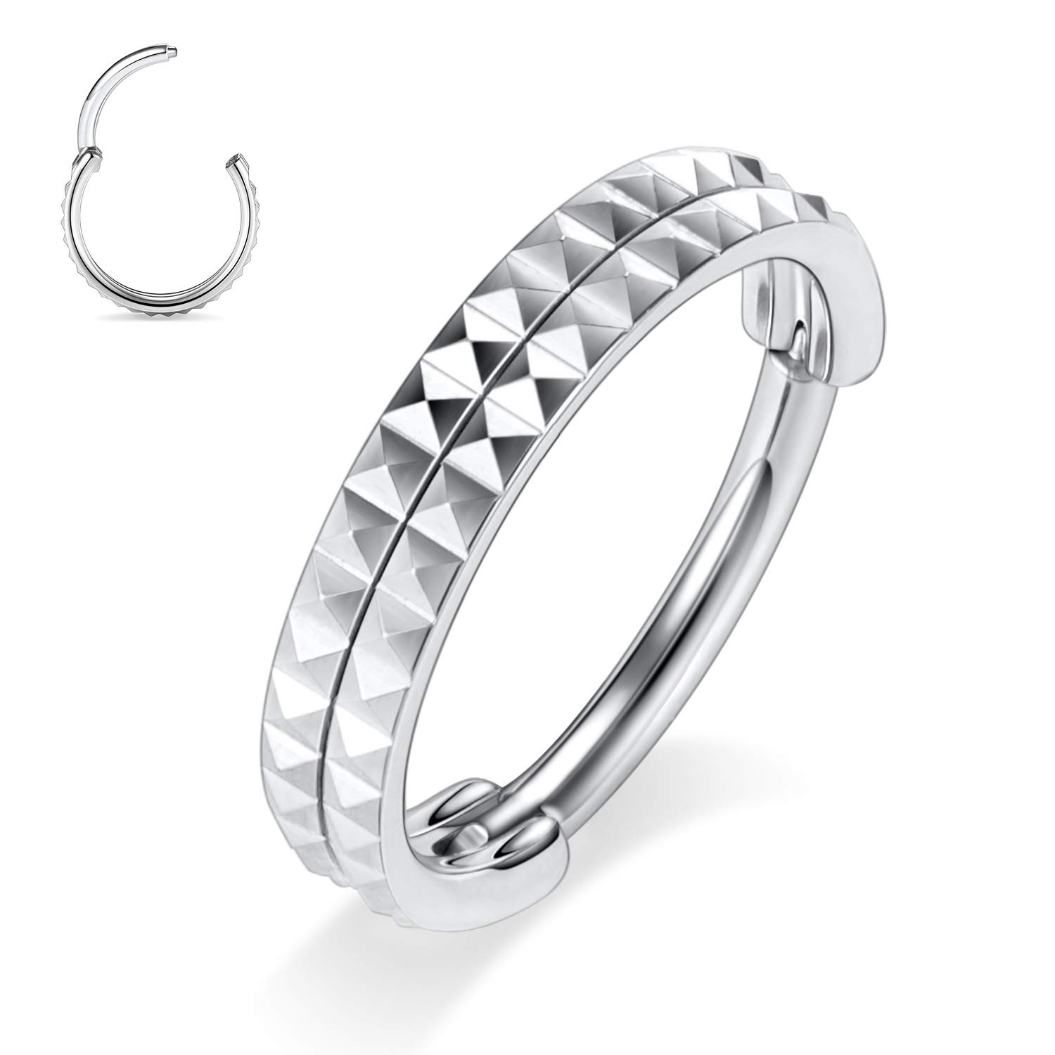 hengkaixuan CZ/Opal Nose Rings Conch Jewellery Septum Clicker 316L Surgical Steel Segment Ring Helix Cartilage Earrings Hoop Daith Tragus Rook Piercing Jewellery — view 40