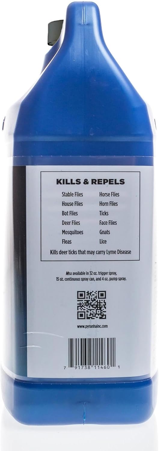 Pyranha Equine Spray and Wipe Fly Repellent for Horses – Water-Based Formula with Citronella Scent, Long-Lasting, Dust-Free, No Shake Required, Gallon