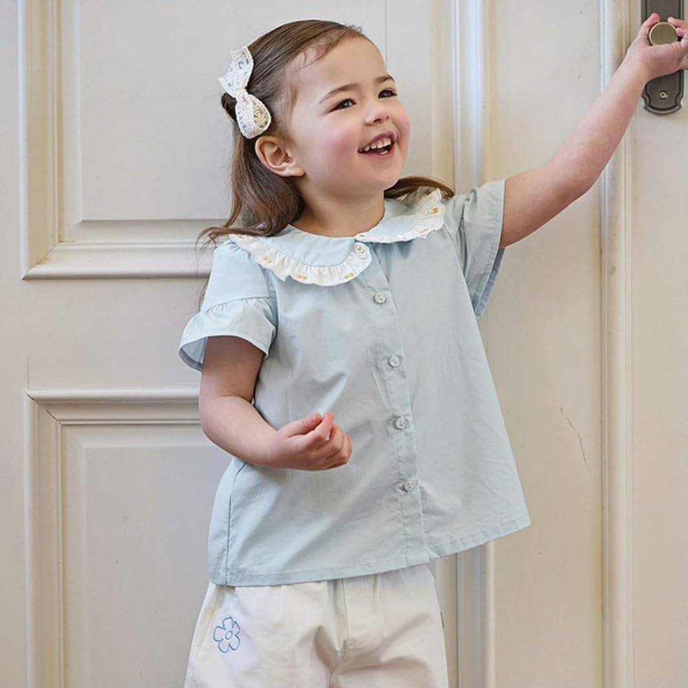 CYBHSM dziecięca letnia koszula z krótkim rękawem dziewczęca haftowana bluzka topy dzieci elegancki bawełniany top impreza