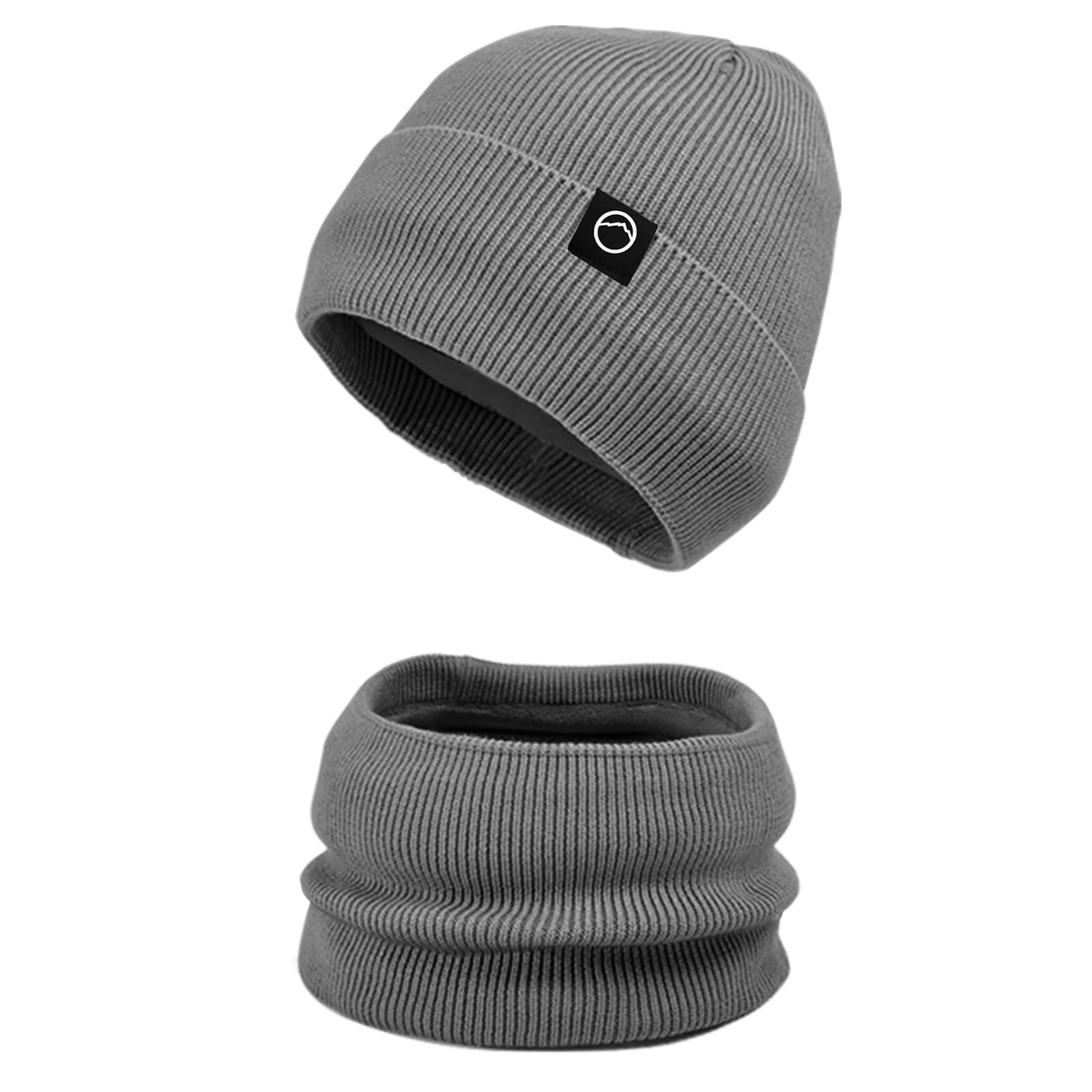 Winter Beanie Hat Scarf Set For Men Women Skull Cap with Warm Fleece Lined Neck Warmer Set for
