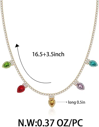 Miniatura 5 de Christmas Necklace For Women Chrismas Light Bulb Choker Christmas Tree Pendant Necklace