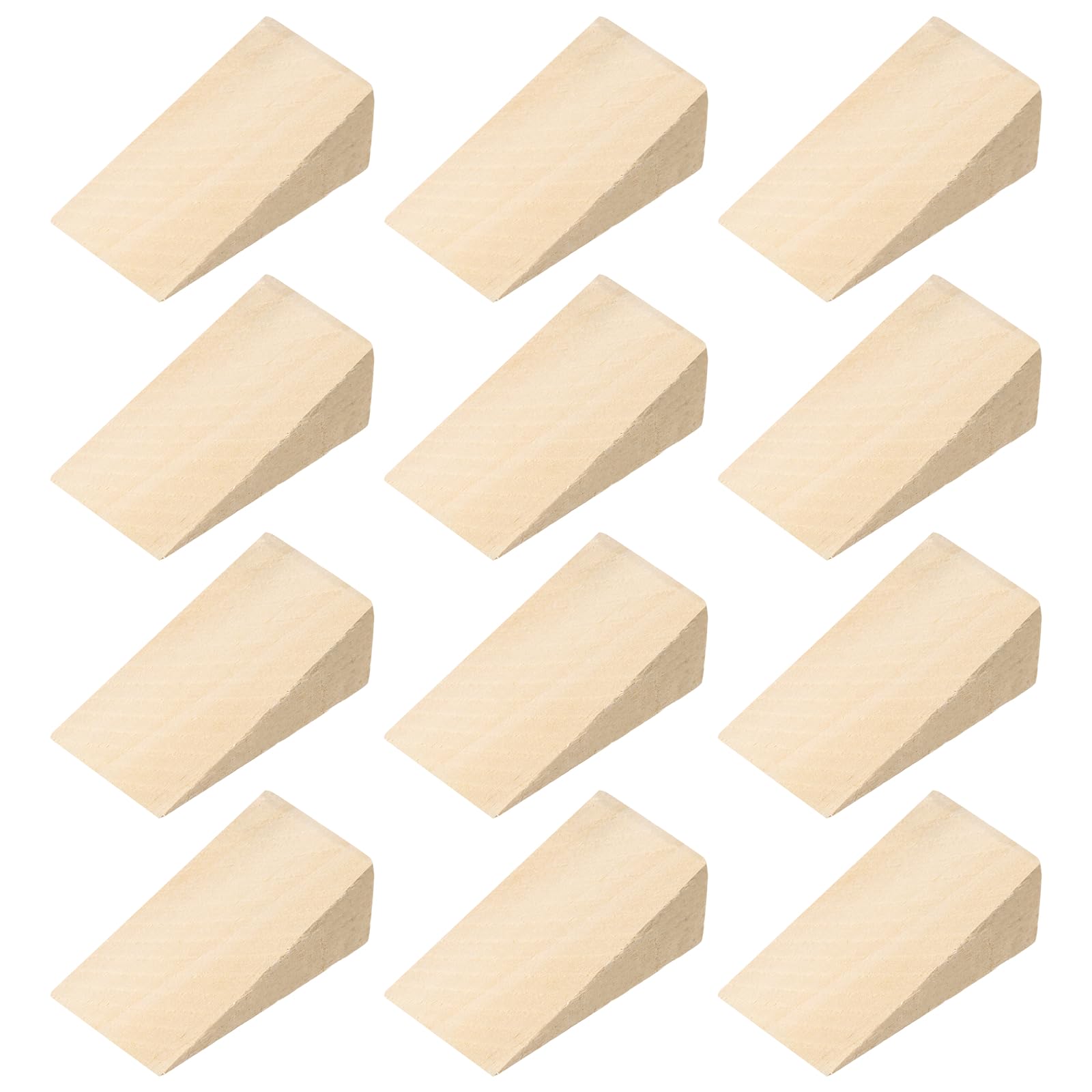 sourcing map 12Pcs Wooden Door Stopper, 60 x 30 x 20mm Non-Slip Solid Wood Door Wedges Triangle Wooden Doorstop Block for Chair Caning Home Office Floor โ image 1