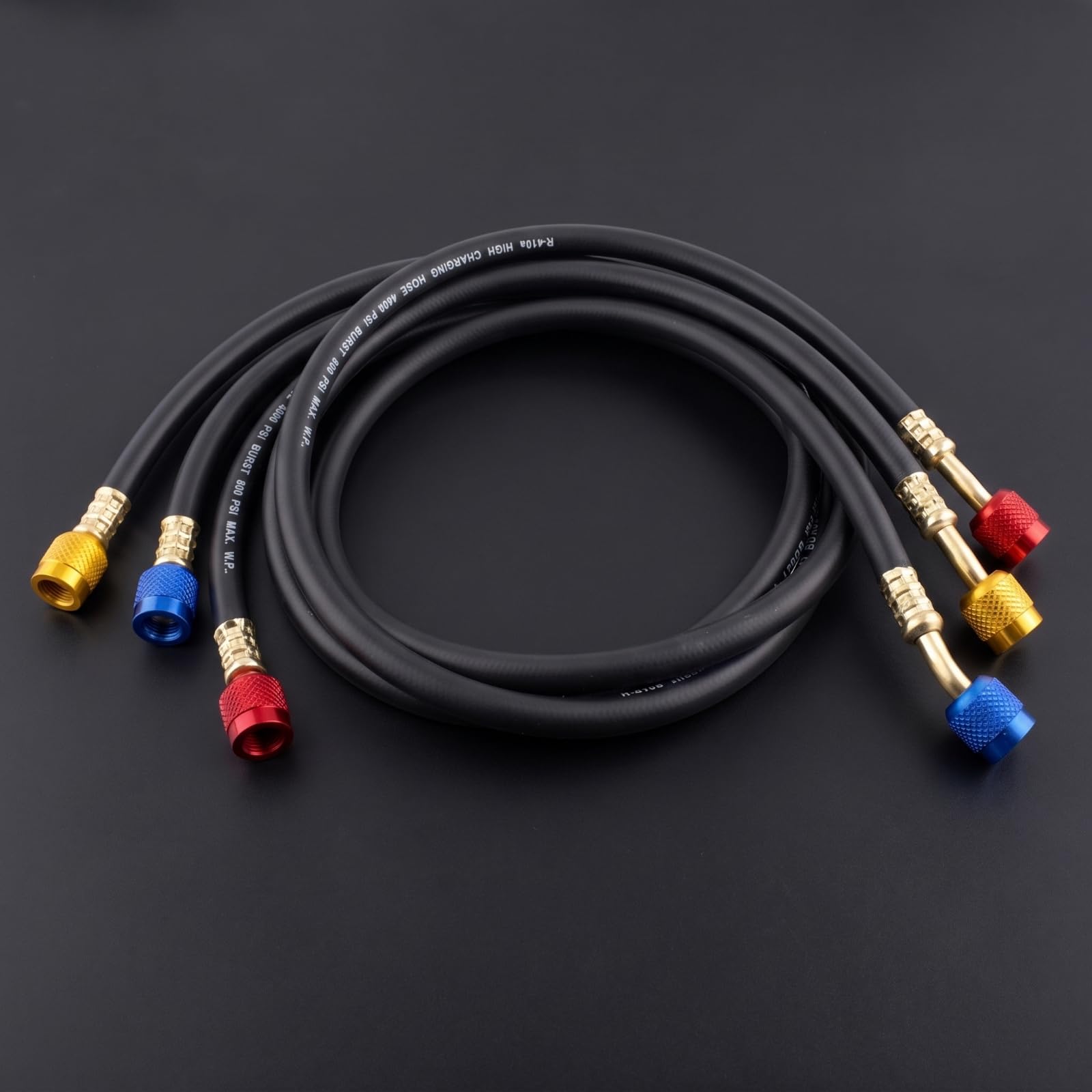 Hose Tubo Servizio Climatizzazione Refrigerazione Auto Manometri Gomma E Ottone Tenuta Antiperdita Pressione 800 Psi Adatto per Ricarica Evacuazione Controllo Pressione, 3m