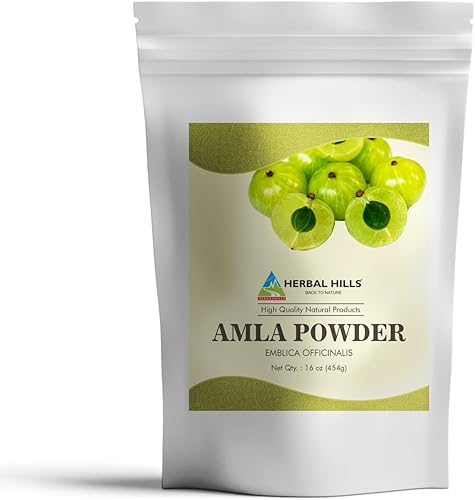 HERBAL HILLS Amla Powder 454 GMS Indian Gooseberry Emblica Officinalis rica en antioxidantes (paquete de 16 onzas)