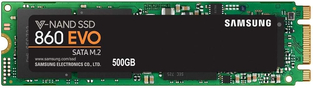 Samsung EVO 860, 500GB M.2-2280 SATA Internal Solid State Drive with V-NAND Technology & 512MB Cache - View 1