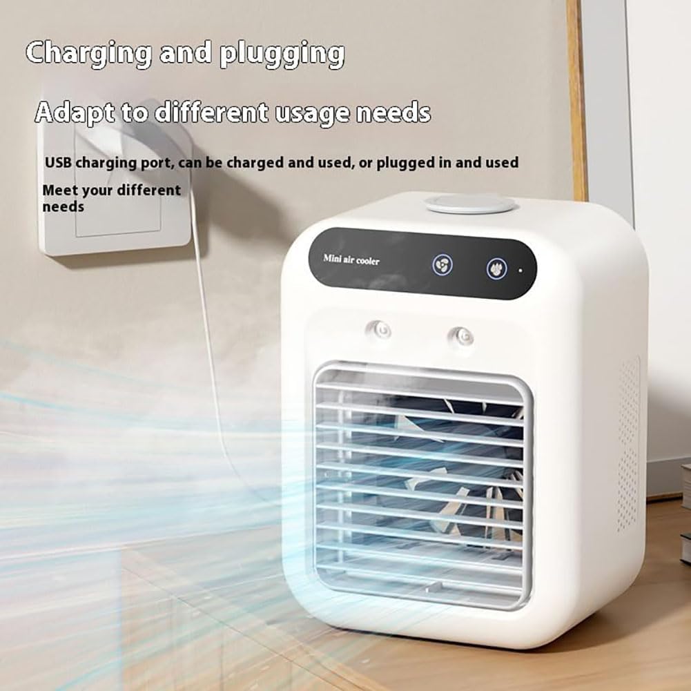 Portable Ac Unit, Rapid Cooling, No Installation, Cooling Comfort, Ultra-Quiet, Evaporative Cooler Portable Ac, Enjoy The Cool Summer Instantly (White+Black)