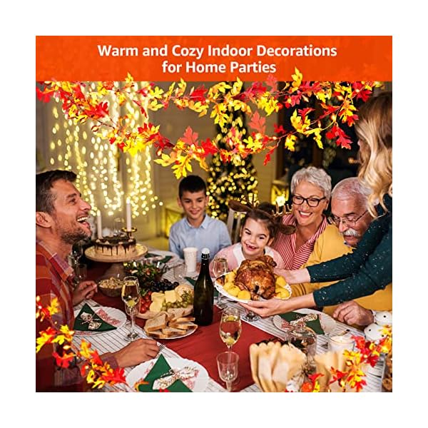 Thanksgiving Decorations Lighted Fall Garland, 35 Orange Bulbs Plug in Maple Leaves String Lights with Pumpkins, Connectable Fall Decor for Home Indoor Outdoor Halloween, Thanksgiving Decorations - Image 6