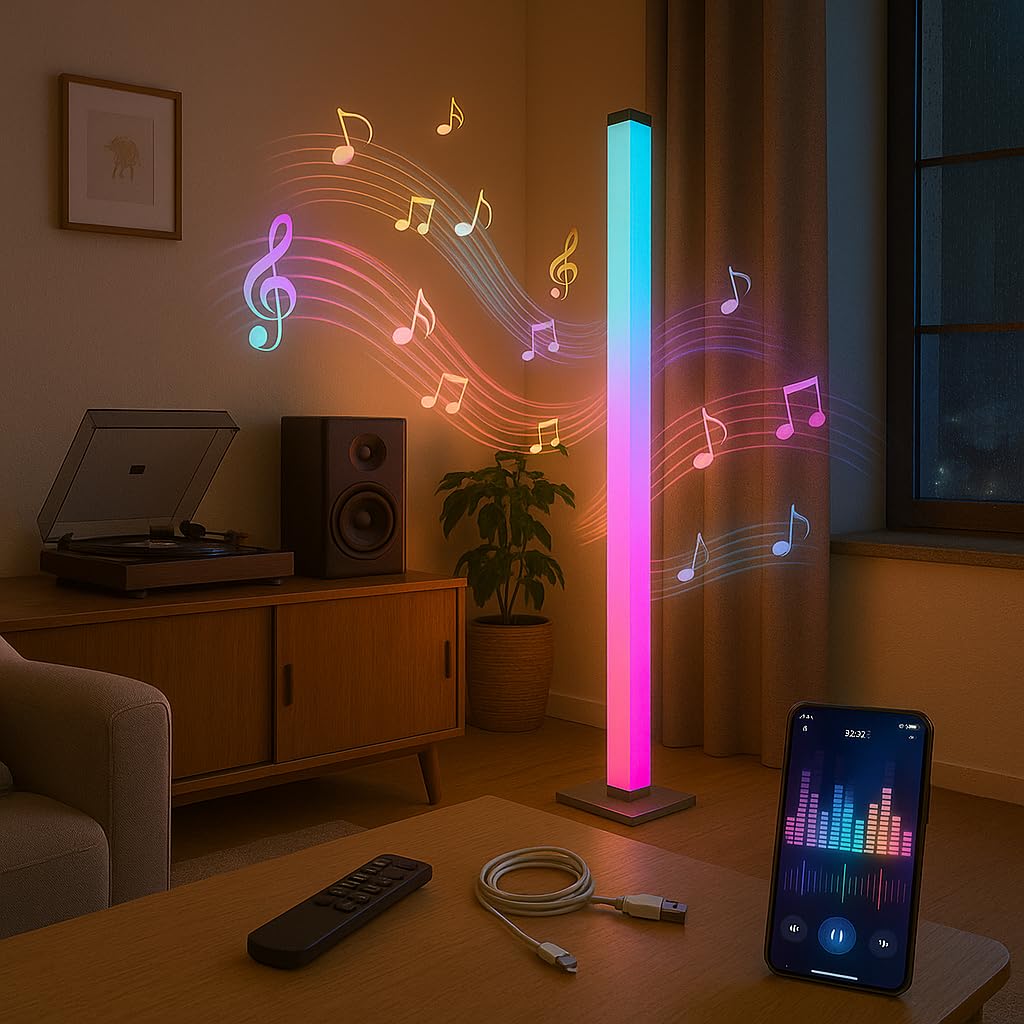 M mimotec - RGBIC 5W Dimmable Floor Lamp, IP44, Customizable Music Mode, with USB Cable, Remote Control and App Included