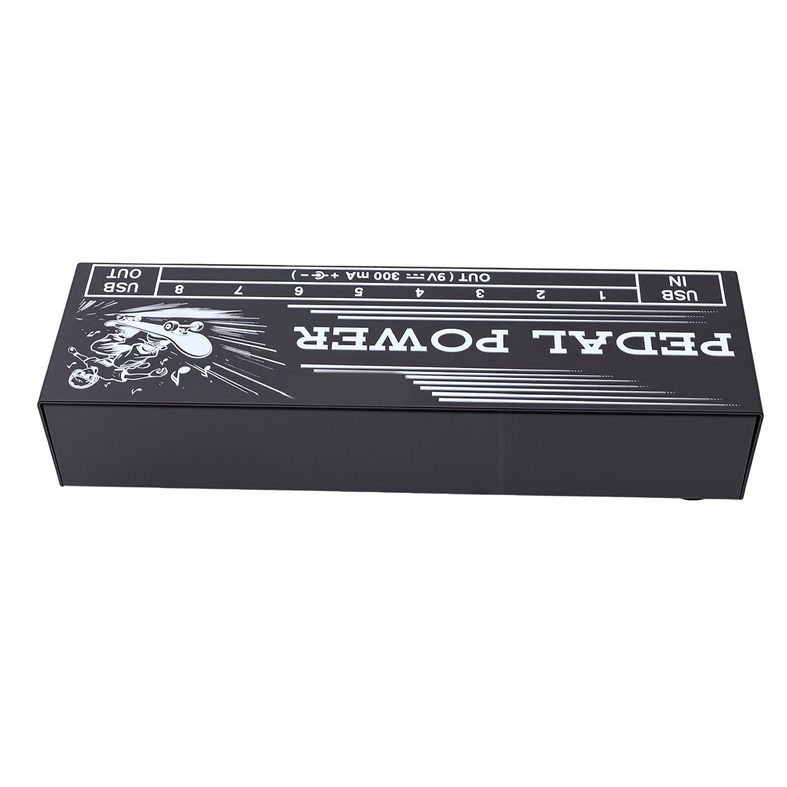 POENVFPO Alimentatore per Pedali Effetto Isolato 8 Uscite 300mA con | 9V DC 300mA per Uscita, Filtro di Riduzione del Rumore, Indicatori LED, Porta di Ricarica USB 5V 1A