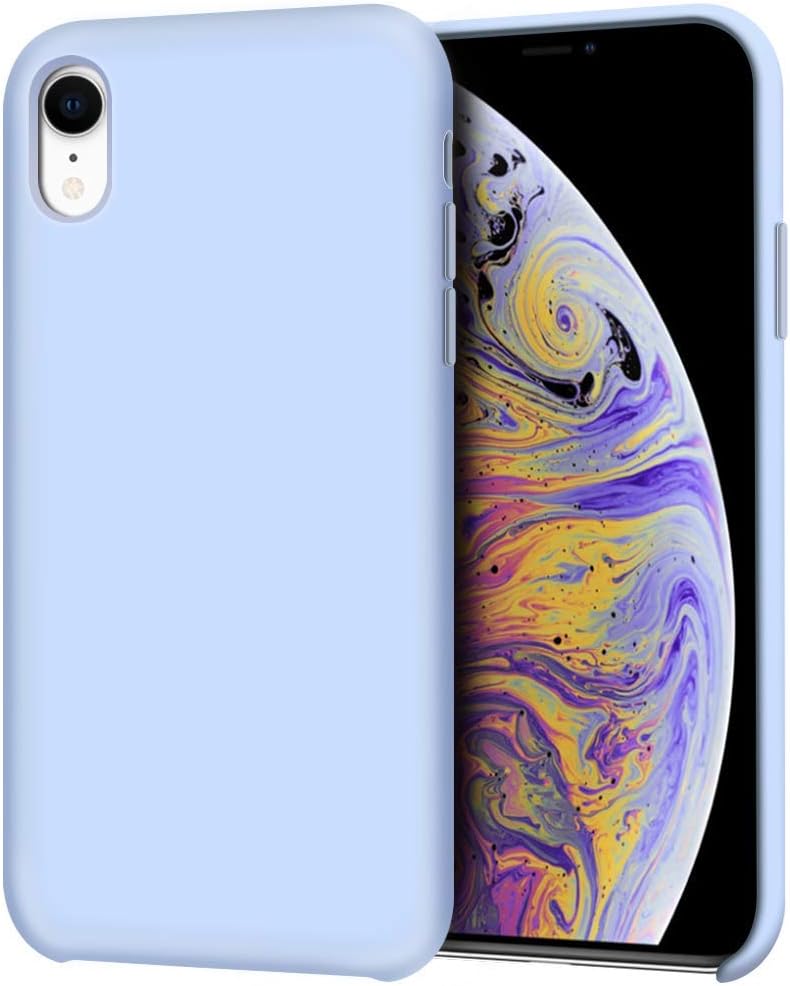 Anuck Case for iPhone XR Case 6.1 inch, Anti-Slip Liquid Silicone Gel Rubber Bumper Case with Soft Microfiber Lining Cushion Slim Hard Shell Shockproof Protective Case Cover - Light Blue