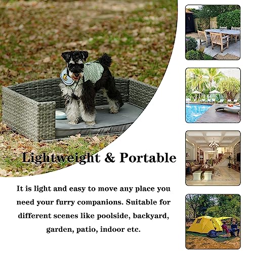 Pet Sofa Bed,Modern Couch Dog Bed With Removable Soft Cushion,Pe Wicher Rattan Cat Beds With Elevated Floor,Pet Outdoor Furniture With Plastic End Cap,Easy To Clean,25''Lx20''Wx10''H #TOP4