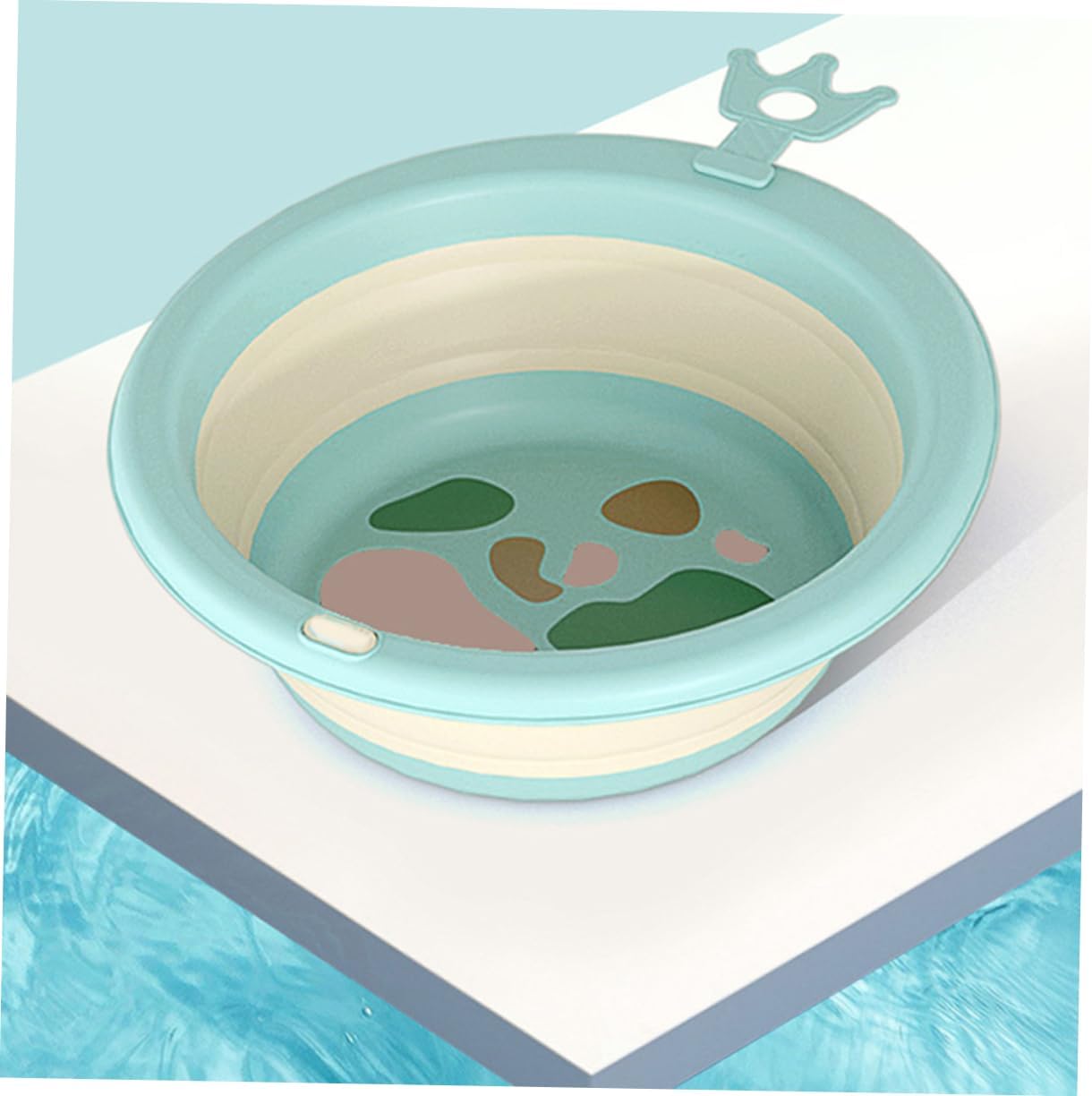 Milisten Portable Foldable Face Basin Capacity Cartoon Washbasin for Newborn Foot and Face Washing Reinforced Stable Base Easy Carry Design