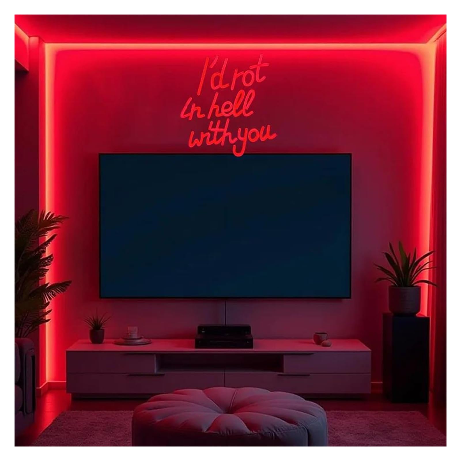 néon signe Enseigne Lumineuse I'D Rot In Hell With You Intensité Variable Alimentée Par USB Pour Fête, Maison, Bar, Club, Chambre Décoration Murale 31cmx31.5cm