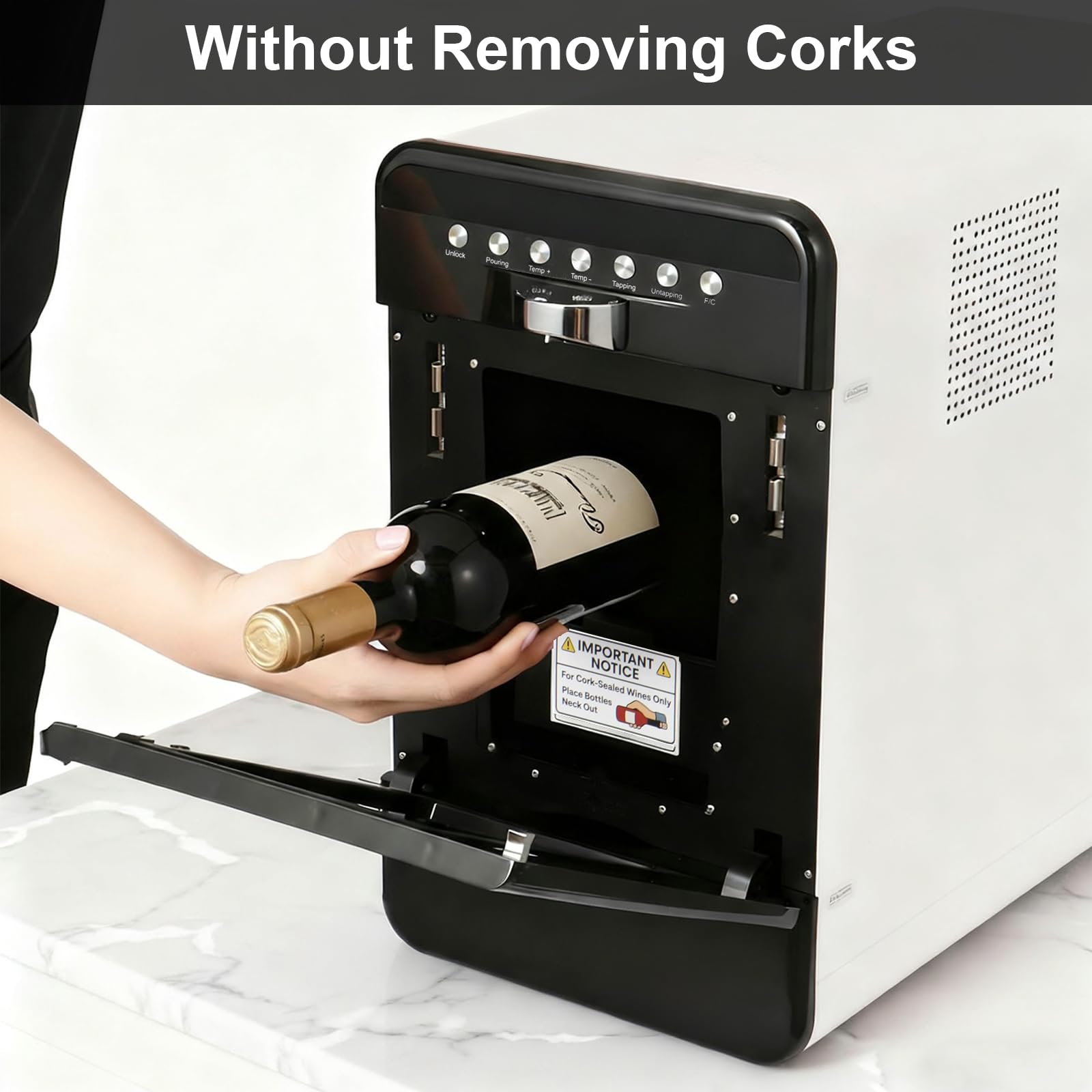 Sistema de conservación de vino - Ahorro y dispensador de vino con control de temperatura ajustable, conserva la frescura y el sabor del vino, para el hogar, la oficina y el hotel, sin