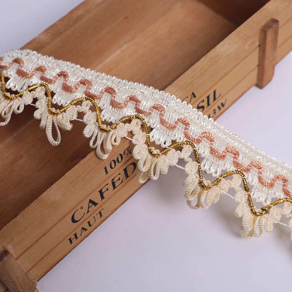 Kanten band, decoratieve stof, kant, kledingstuk, accessoires, decoratieve band, kant voor decoratie, voor naaien, handwerk, gordijn, kostuum, hoes, woondecoratie, goud, 12,5 meter Kanten band, decoratieve stof, kant, kledingstuk, accessoires, decoratieve band, kant voor decoratie, voor naaien, handwerk, gordijn, kostuum, hoes, woondecoratie, goud, 12,5 meter
