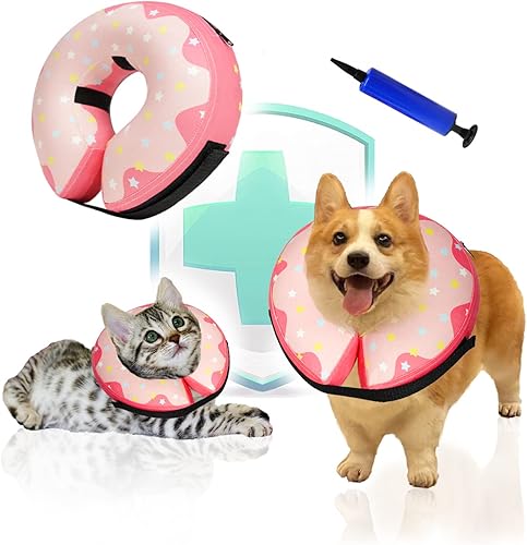 Collar de dona inflable protector para perros y gatos, alternativa suave al cono de perro para recuperación de mascotas después de la cirugía,