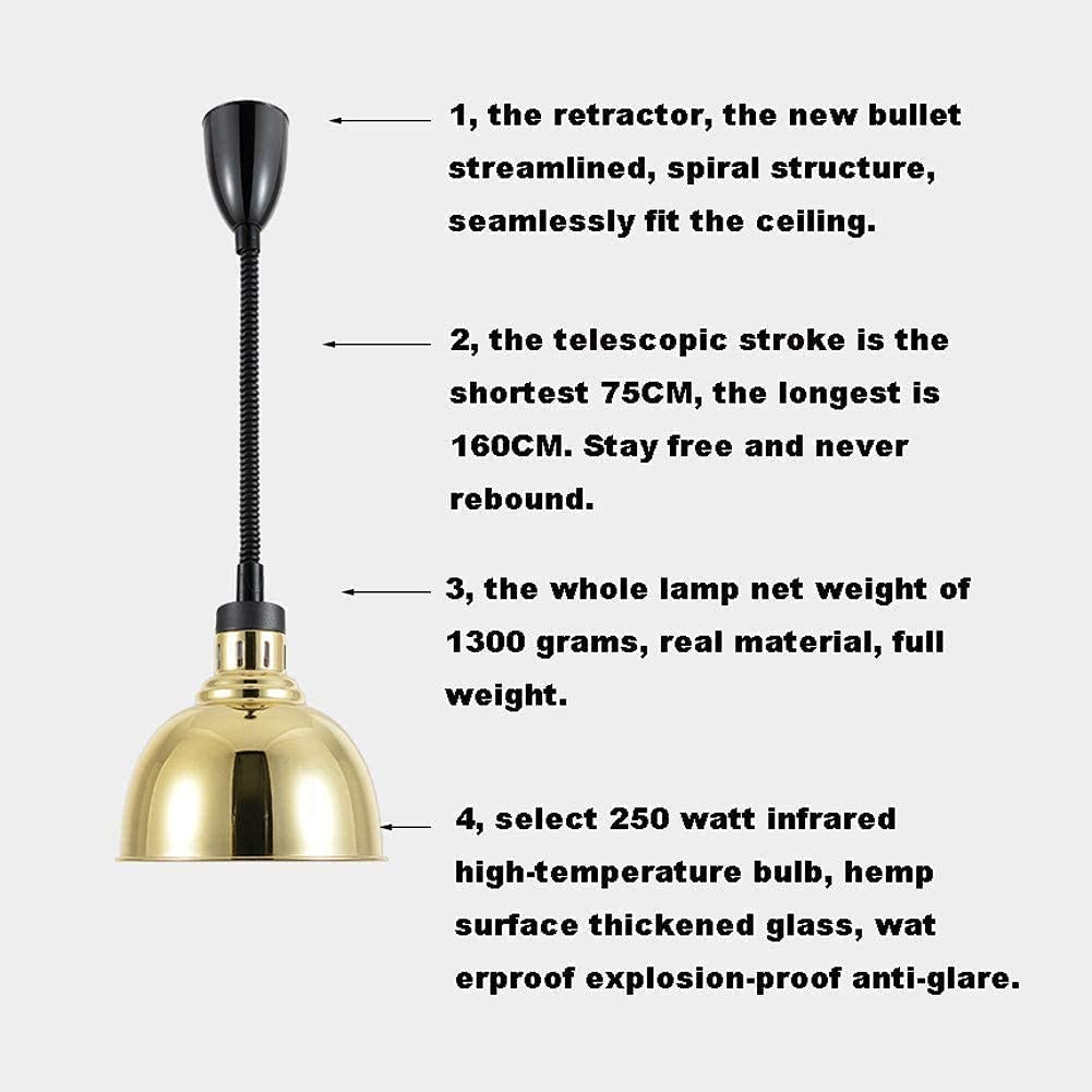 Lampa grzewcza do podgrzewania potraw Pizza Bufet Krótka lampa grzewcza do pizzy Regulowana długość 75-165 cm 25 cm Duży abażur Lampa grzewcza Pojedyncza Lampa grzewcza Żywność