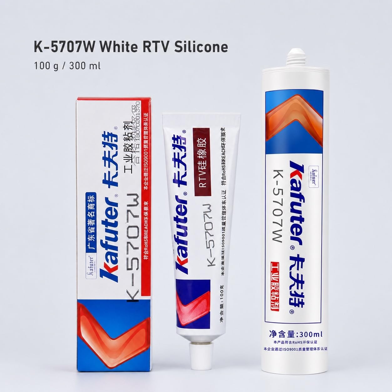 VIDOO Kafuter K-5707W Przemysłowa Spoina Zalewowa, Biały Elastyczny Klej Silikonowy do Połączeń Arkuszy Polimerowych Metalowych - 300ml