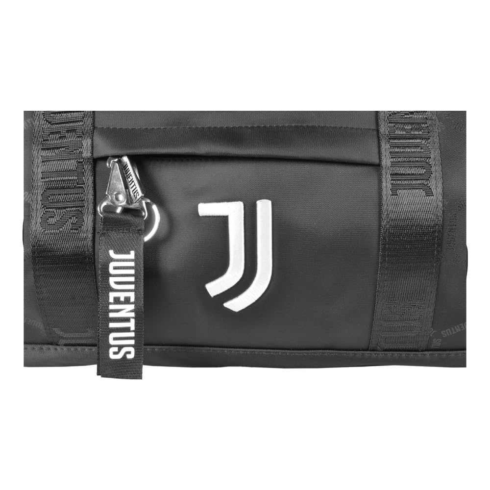 Bolsa de 54 x 25 x 25 cm con Bordado 3D e impresión Pattern 133418 Juventus, Negro, Bolsa con Varios Bolsillos y Llavero