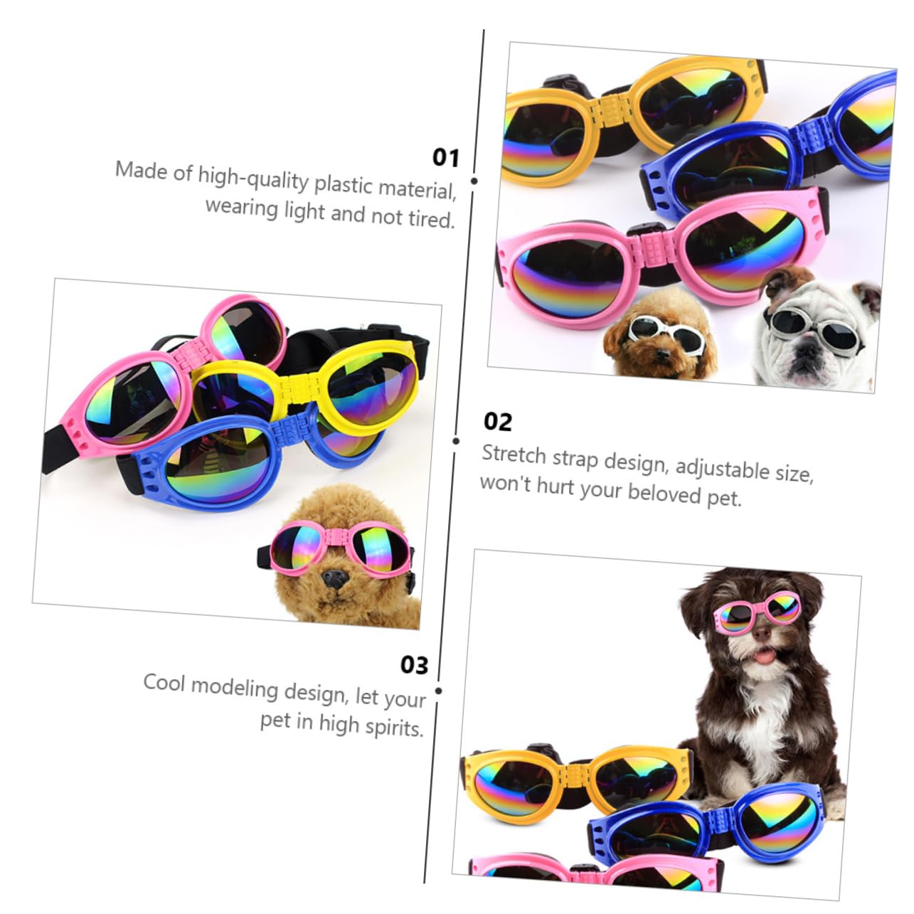 BESPORTBLE 5pcs Pet Dog Cat Uv Protective Windproof Sunglasses Adjustable Cat Sunglasses for Small Animals