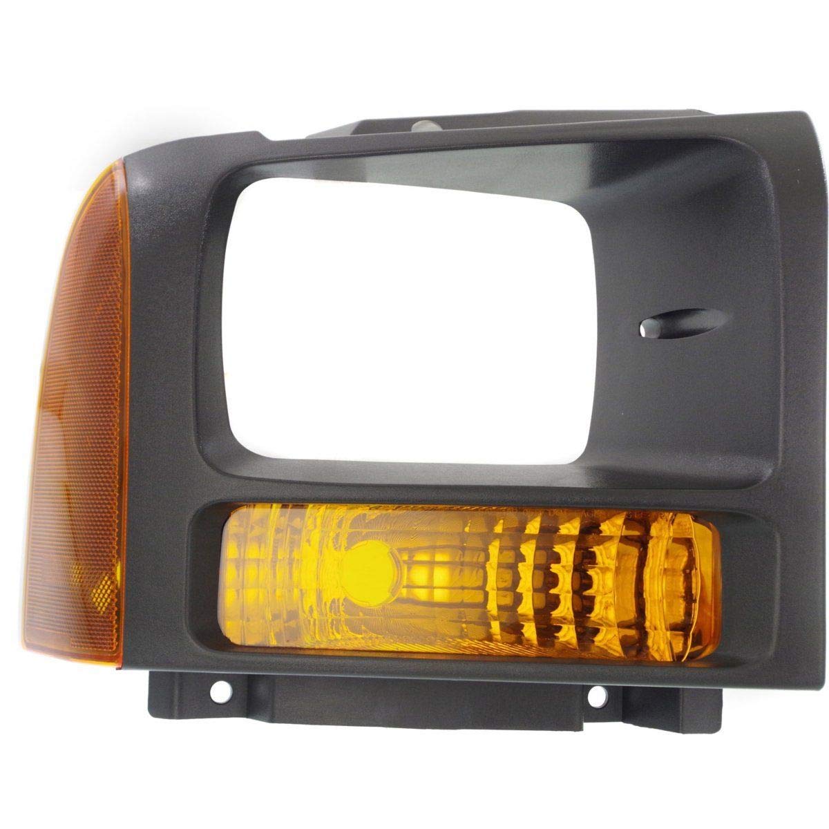 FITRITE AUTO PARTS New Front Right Passenger Side Parking/Signal Light Lens and Housing For 2005-2007 Ford F-Series Super Duty, Black Trim Ring FO2527104 5C3Z13200AAA