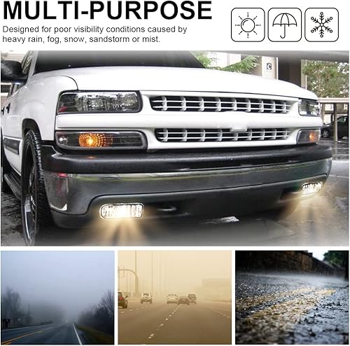 Miniatura 3 de CNNELL Conjunto de luces antiniebla compatible con Chevy Silverado 1500 2500 2001-2002 Chevy Silverado 35002000-2006 Chevy Suburban Tahoe (lente