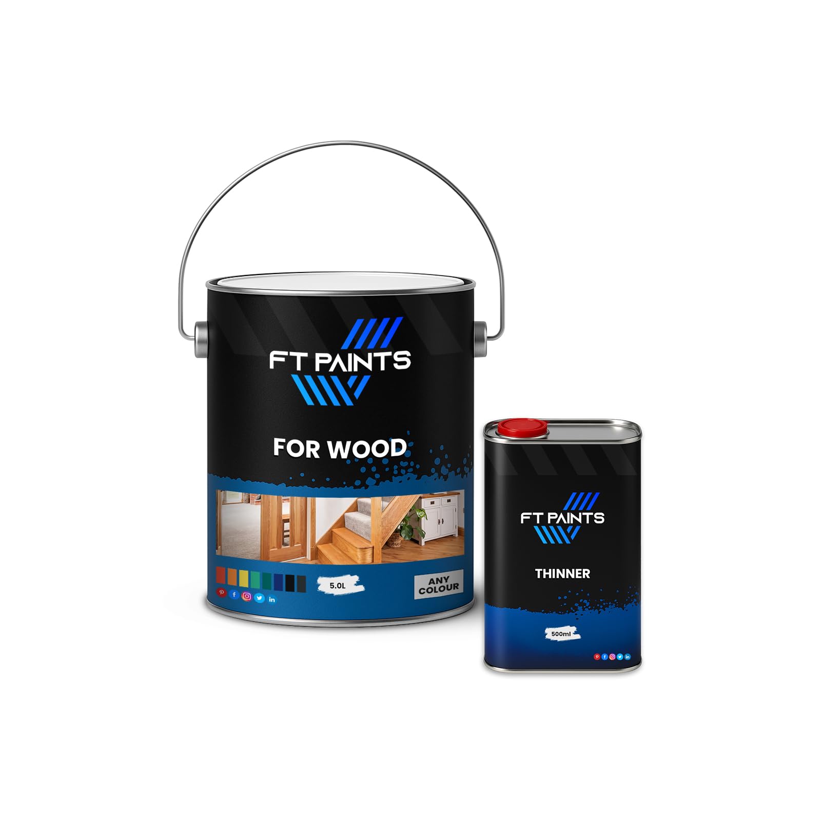 FabioT. FT Paints 5.5L Kit Synthetic Paint with Gloss For Wood-RAL 3020-Traffic Red