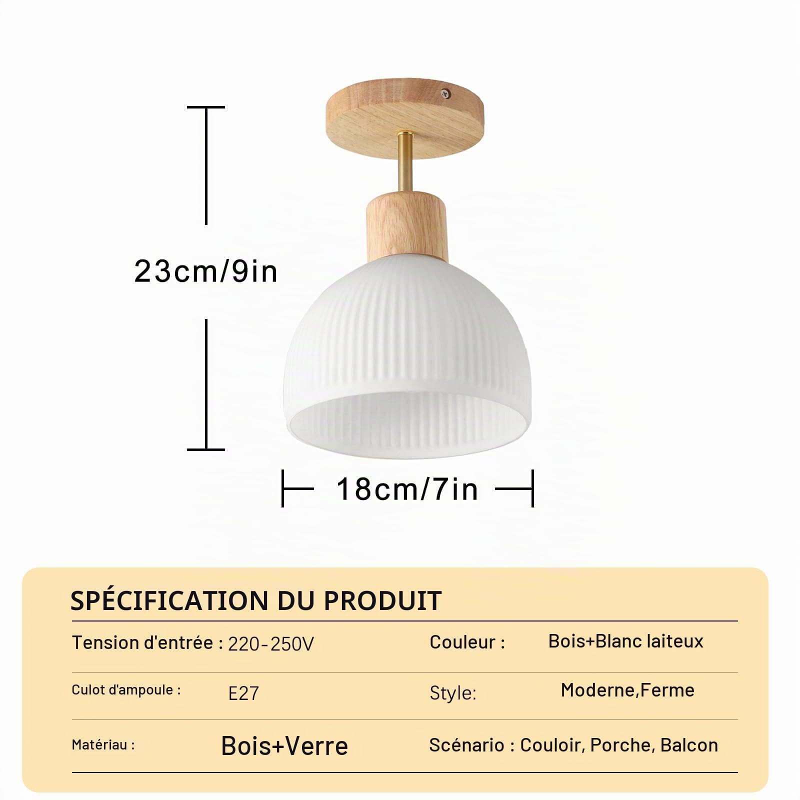 Mini Plafonnier, Bois et verre Suspension Luminaire Ferme Simple Lampe E27 Luminaires IntéRieur Lampe DéCorer Lustre Rustique Abat-Jour Pour Chambre, Café EntréE, Vestiaire, D'Enfant