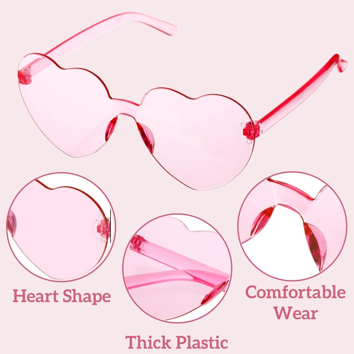 2 Pack Pink Cowgirl Hat with 2 Pcs Heart Glasses, Pink Sequin Cowboy Princess Hat with Crown Tiara Design, Halloween Western Women Costume Accessories, Fun Party Hats and Goggles for Adults - Image 4