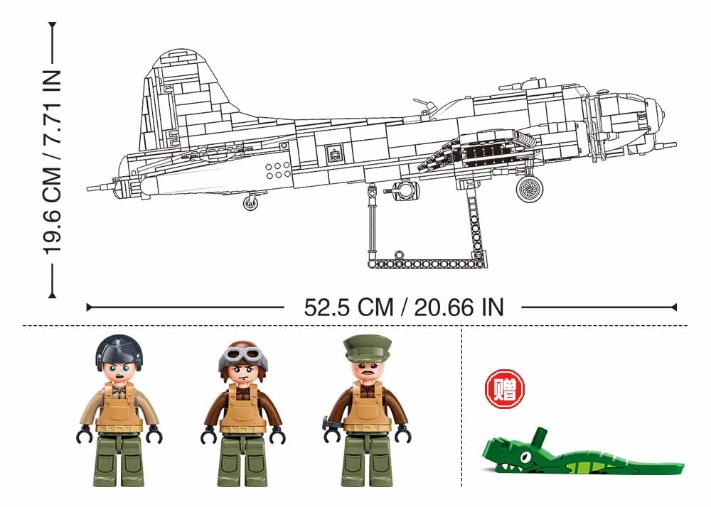 Sluban ModelBricks B17GS Bombardier Flying Fortress, Maßstab 1:44, 1270 Teile, für Kinder von 6 bis 12 Jahren